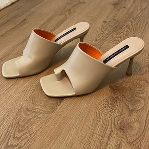 Tan French connection mid heel sandal